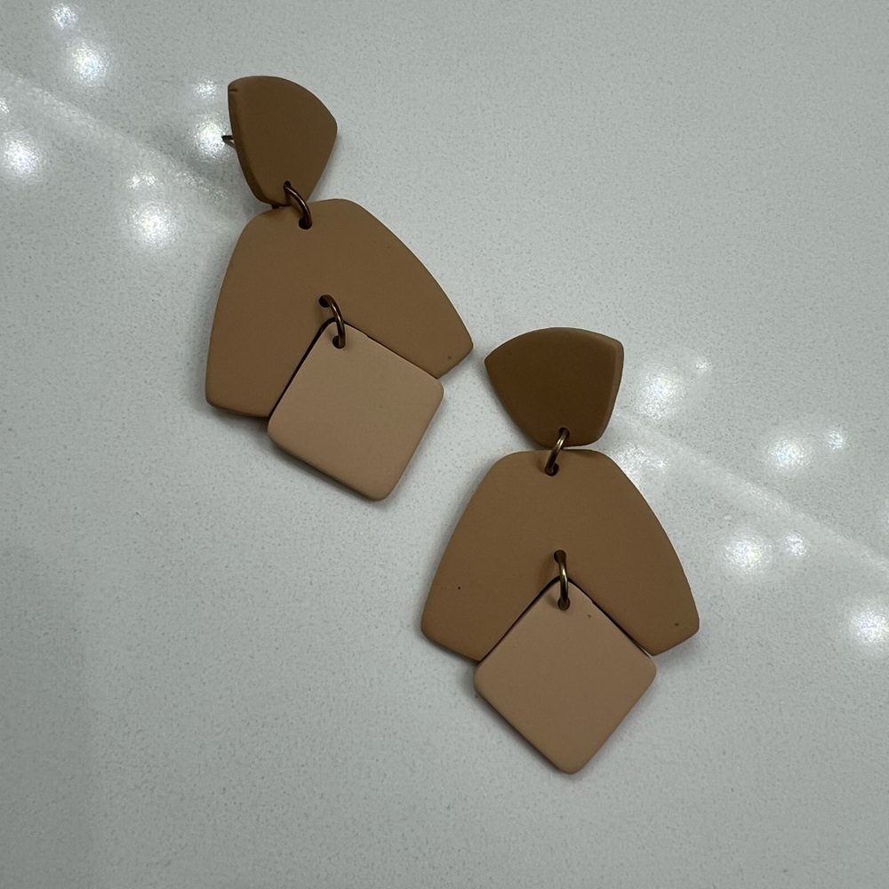Tan clay earrings